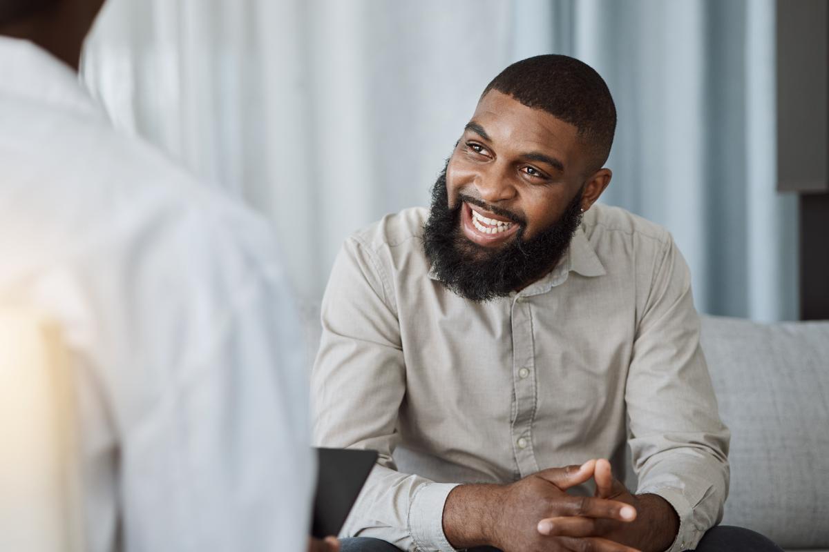 Man participating in a therapy session at My Time Recovery in Fresno, CA.